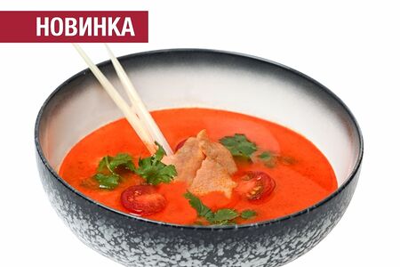 Суп Том ям с курицей и рисом