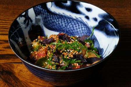 Севиче из лосося с папайей и красным апельсином