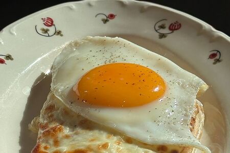 Крок мадам с ветчиной на лепешке роти