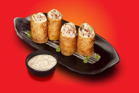 Блинчики с грибами веган