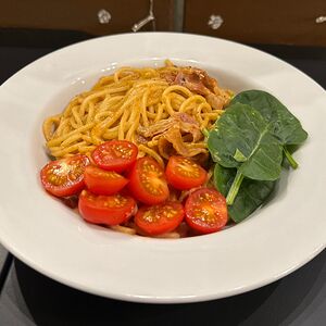 Паста Карбонара с беконом на гриле