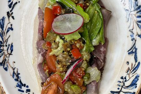 Салат с ростбифом и печеными овощами