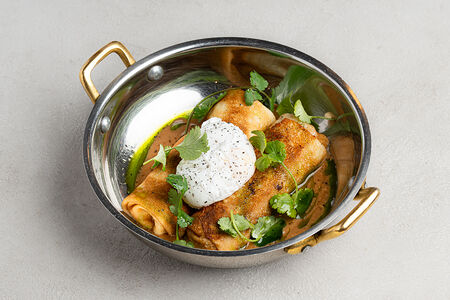 Блины с рваным мясом из говядины