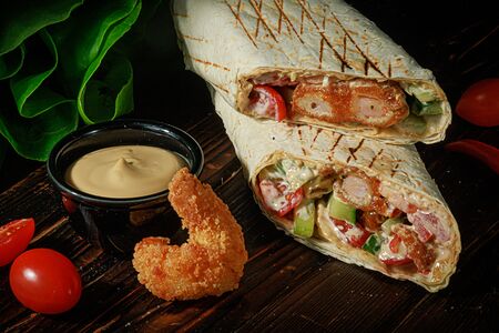 Мини-шаурма с креветками