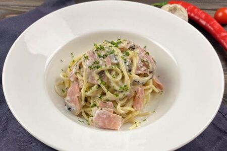 Спагетти с Ветчиной и Грибами