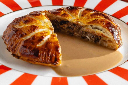 Пирог со щечками и грибами