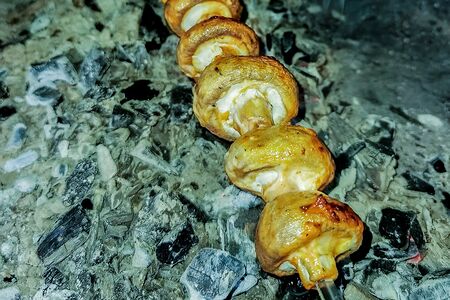 Грибы на мангале