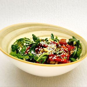 Салат с печёным перцем и шампиньонами