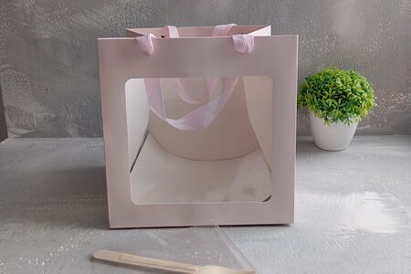 Подарочная упаковка розовая для маленького бенто-торта и пирожных Эскимо