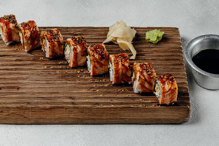 Ролл Краб лосось авокадо и цитрусовый терияки