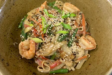 Лапша с креветками  