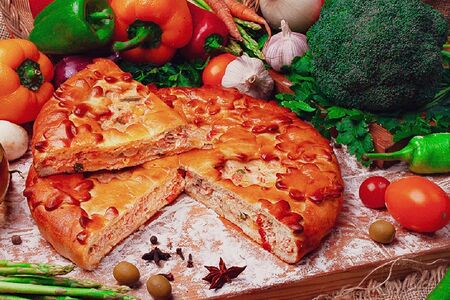 Пирог Семга-овощи