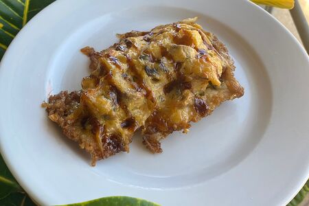 Свиная отбивная с грибами и соусом терияки