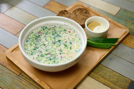 Окрошка с лососем