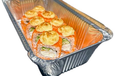 Запеченный с креветкой в тобико