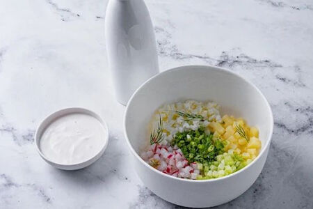 Окрошка на квасе с телячьим языком