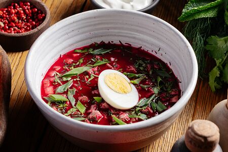 Свекольник с говядиной и сметаной