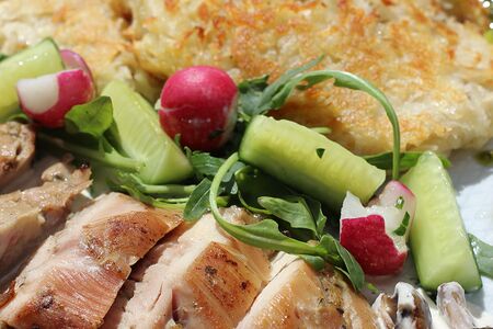 Куриное бедро с картофельными драниками