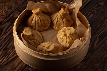 Жареные хинкали с говядиной и свининой 