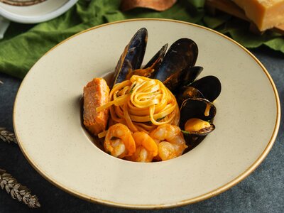 Феттучини с морепродуктами