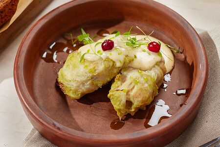 Голубцы домашние с щукой и креветкой 