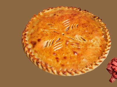 Осетинский пирог с мясом и помидорами 