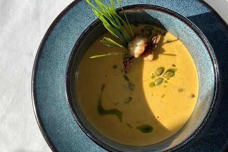 Тыквенный крем-суп с креветками