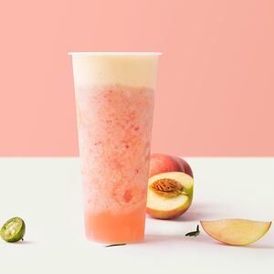 Фруктовый зелёный Bubble tea Японский сад с персиком и саго