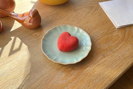 Муссовое сердечко с клубничным компоте