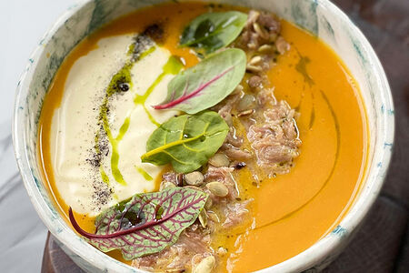 Тыквенный суп с томленой уткой