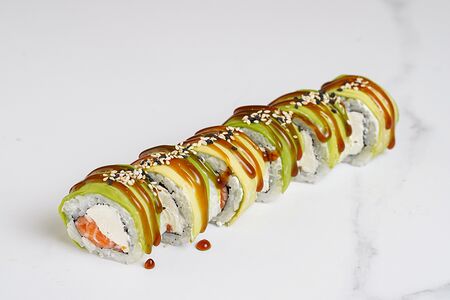 Малый ролл с авокадо, лососем, сыром и унаги №75