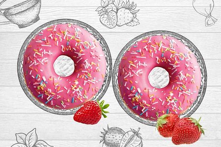 Донат Клубника-Клубника с начинкой