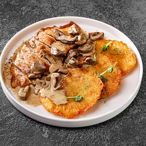 Драники с курицей и грибами
