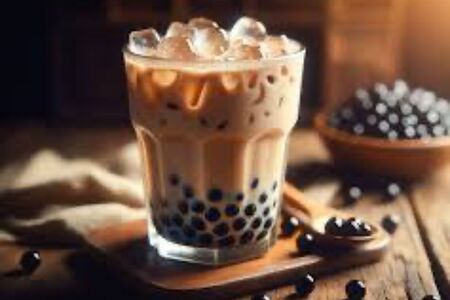 Жемчужный чай с молоком, карамель 