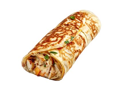 Блин с куриной грудкой и яблочно-чесночным соусом