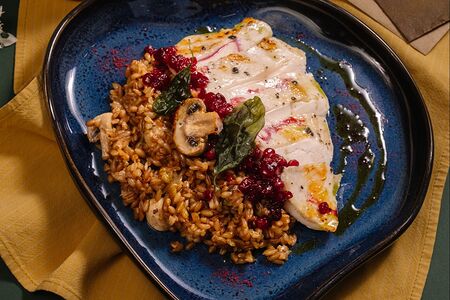 Полба с грибами и грудкой цыплёнка