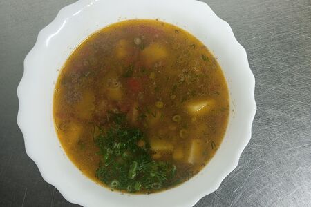 Суп картофельный чечевичный