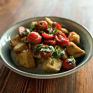 Салат из хрустящих баклажанов