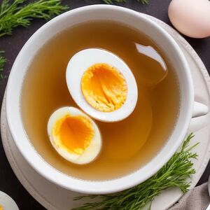 Куриный бульон с варёным яйцом