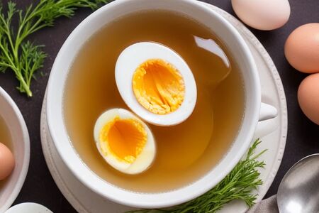 Куриный бульон с варёным яйцом