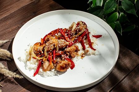 Рис терияки с курицей