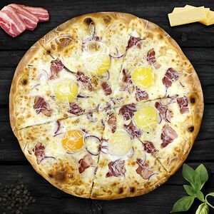 Пицца с беконом и желтком для праздников / Карбонара Канонико, 36 см