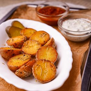 Жареный картофель с чесноком