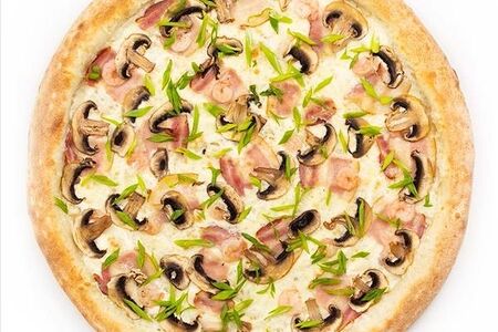 Карбонара с креветками 25см.