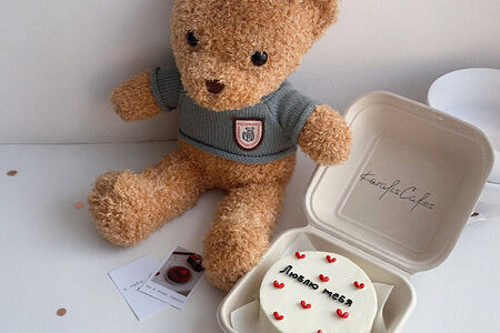 Бенто-торт Люблю тебя Сердечки и мишка