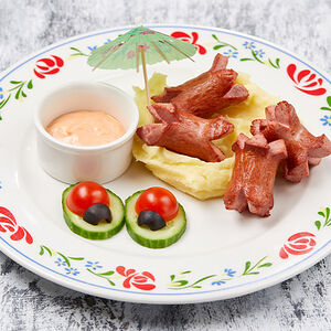 Лесная полянка с картофельным пюре и пикантным соусом