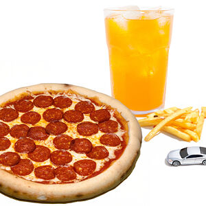 Детская пицца + фри + напиток на выбор + маленькая игрушка