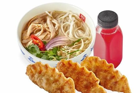 Ланч №4: суп на выбор, Гёдза (3 шт.), Морс