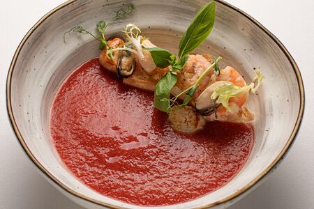 Гаспаччо с морепродуктами