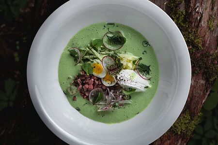 Окрошка с телячьим языком